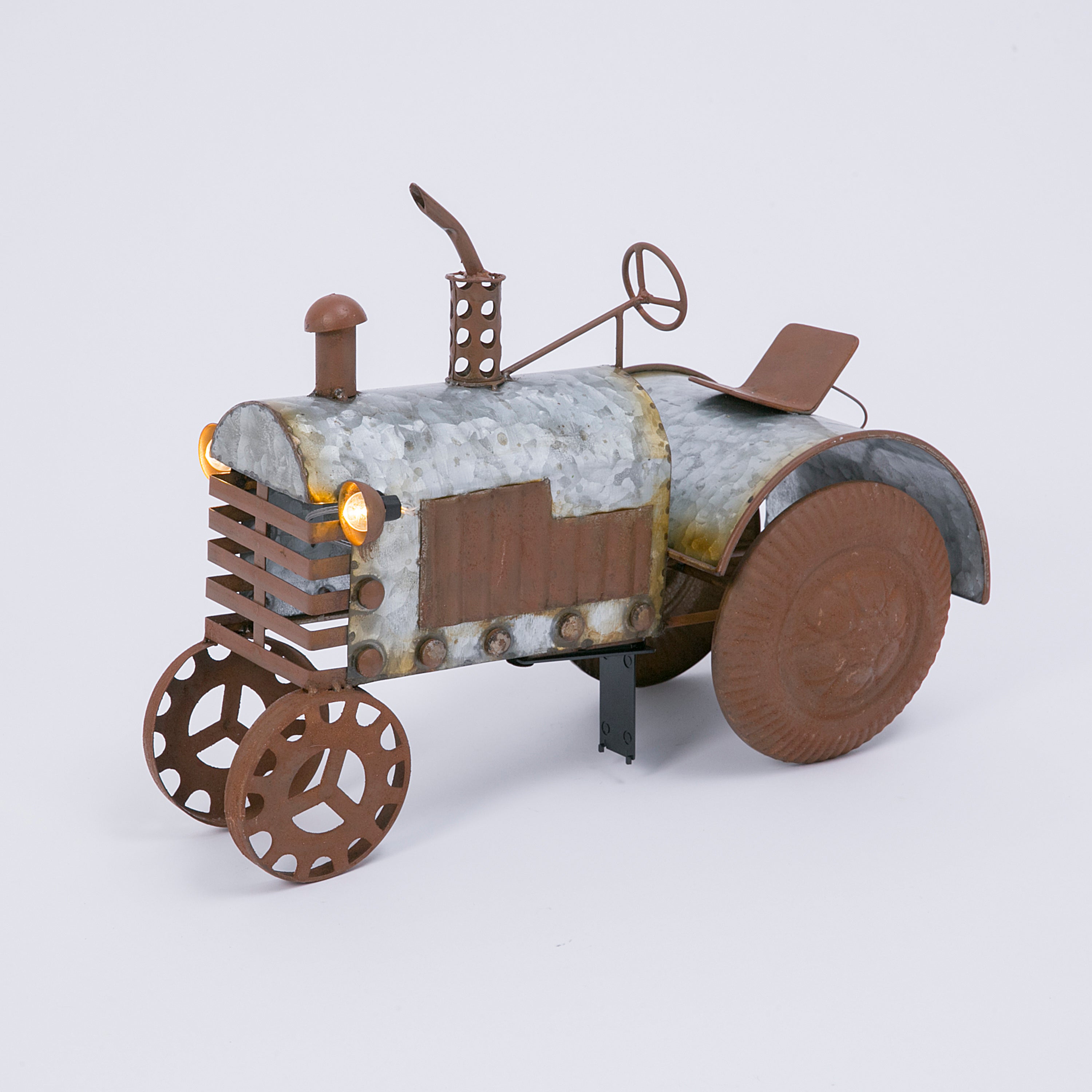 Antique galvanized 14.2-in metal tractor